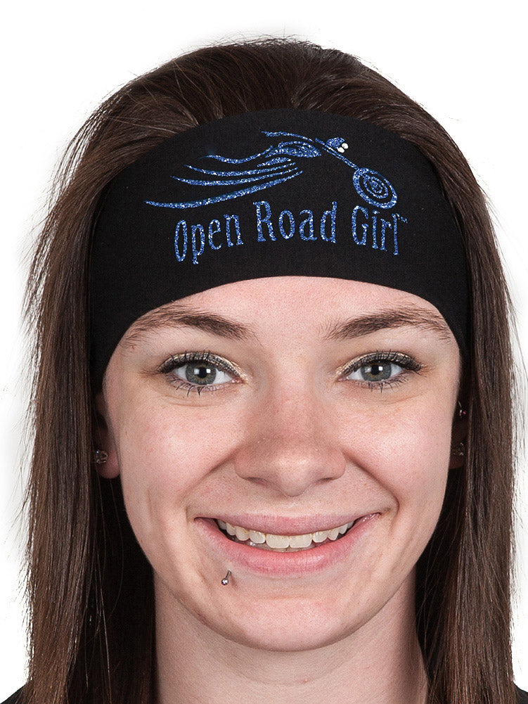 Tie-back Stretchy Rhinestone Bandana Sparkly Open Road Girl Design, 9 Colors