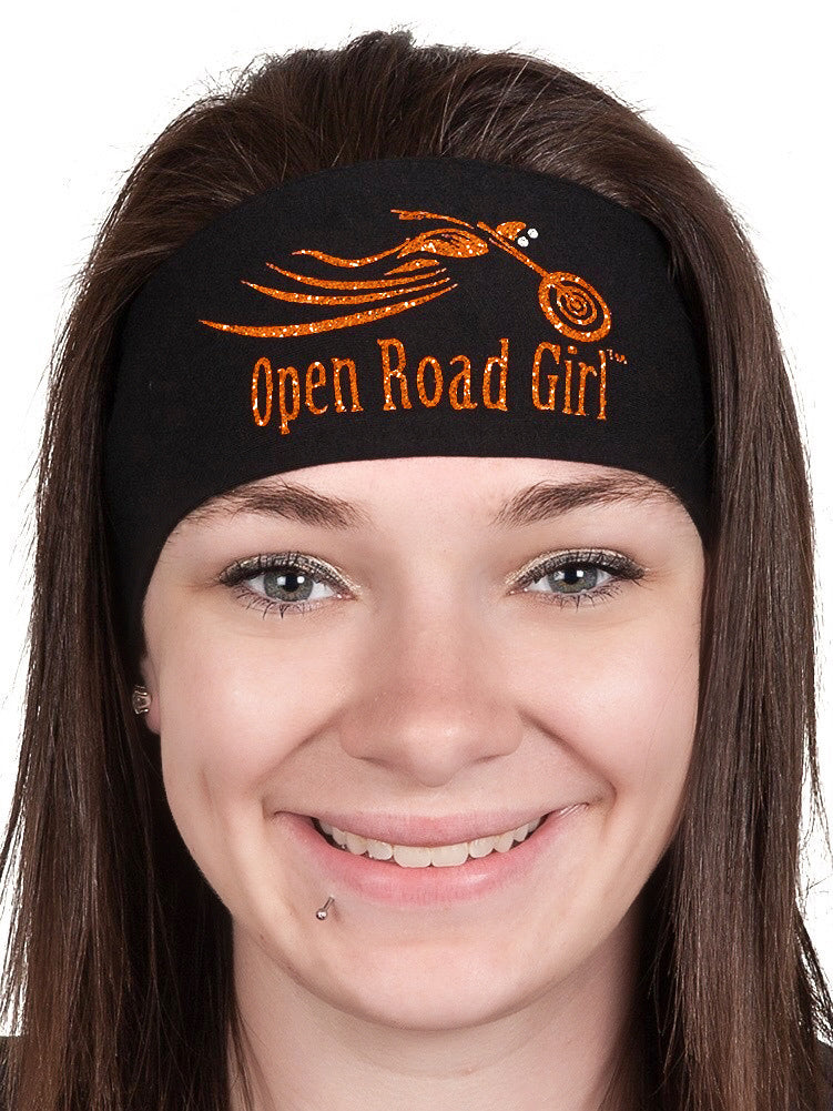 Tie-back Stretchy Rhinestone Bandana Sparkly Open Road Girl Design, 9 Colors