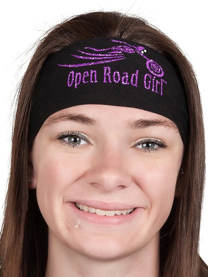 Tie-back Stretchy Rhinestone Bandana Sparkly Open Road Girl Design, 9 Colors