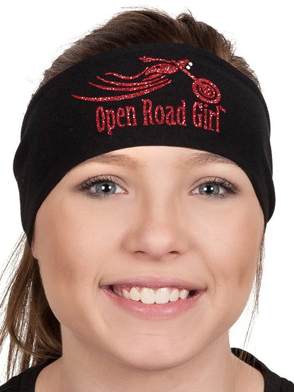 Tie-back Stretchy Rhinestone Bandana Sparkly Open Road Girl Design, 9 Colors