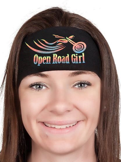 Tie-back Stretchy Rhinestone Bandana Sparkly Open Road Girl Design, 9 Colors