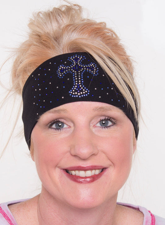 Tie-back Stretchy Rhinestone Bandana Cross with Scatter Stones Design