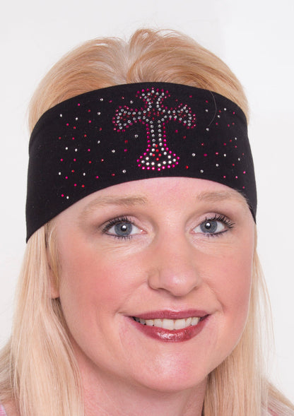 Tie-back Stretchy Rhinestone Bandana Cross with Scatter Stones Design