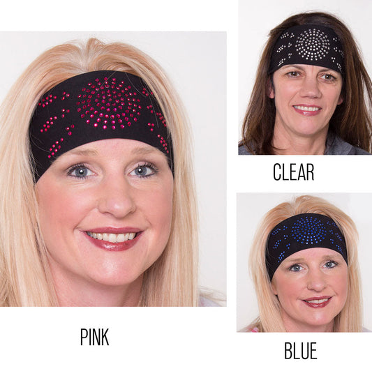 Tie-back Stretchy Rhinestone Bandana Sunburst Design, 3 Colors