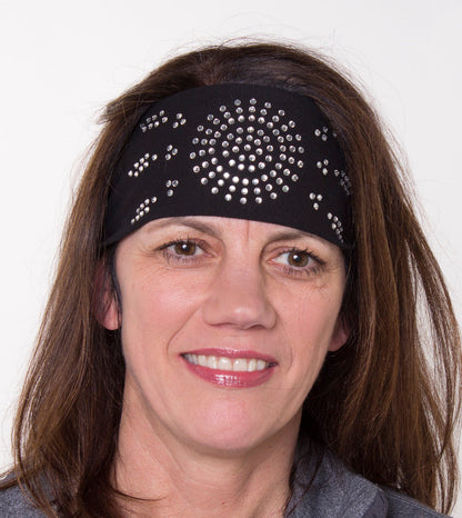 Tie-back Stretchy Rhinestone Bandana Sunburst Design, 3 Colors
