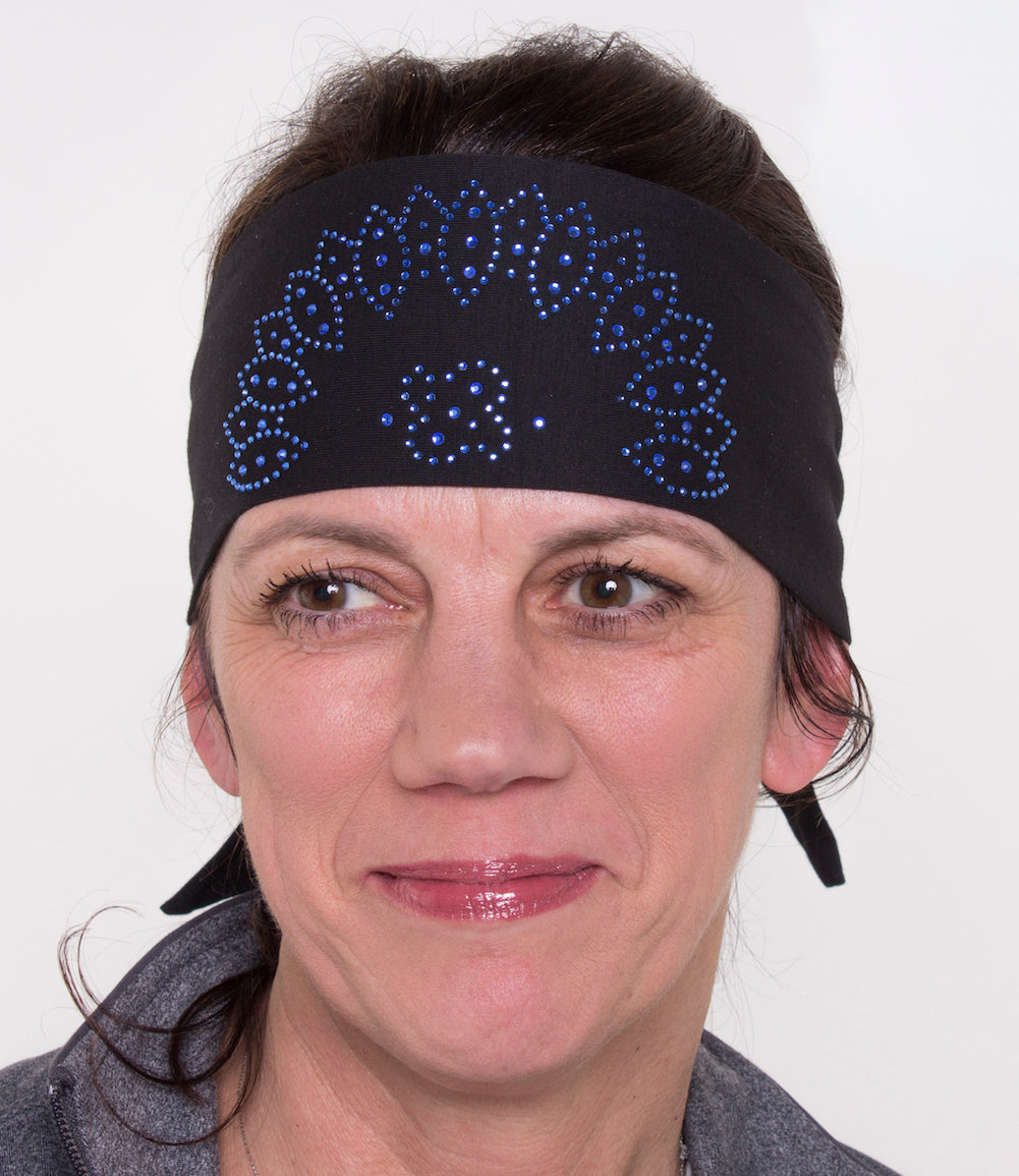 Tie-back Stretchy Rhinestone Bandana Oval Crown Design, 3 Colors