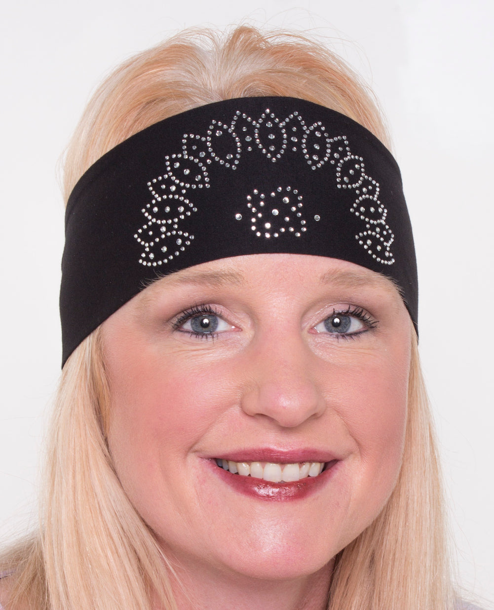 Tie-back Stretchy Rhinestone Bandana Oval Crown Design, 3 Colors