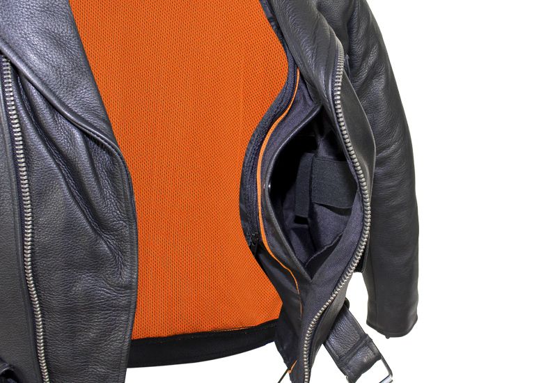 Men's Classic Police Style Motorcycle Jacket With Side Laces Zip-out Lining