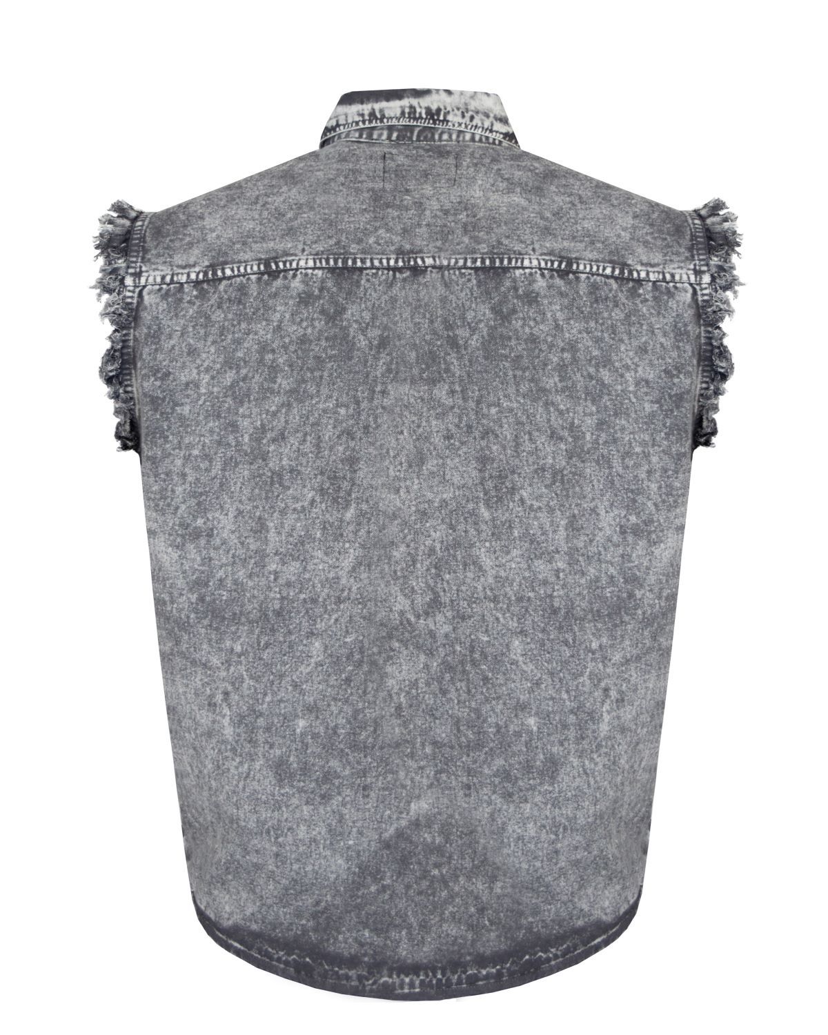 Men's Biker Cutoff Cotton Shirt Stonewash Grey