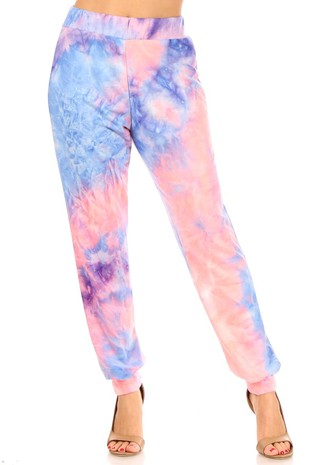 Printed Full Length Joggers With High Waist - M