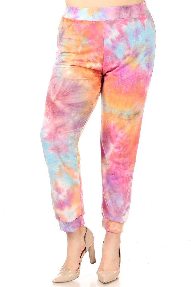 Plus Tie Dye Printed Full Length Joggers XL