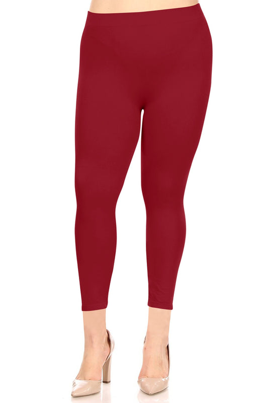 Plus Size Solid, High Waisted Capri Leggings