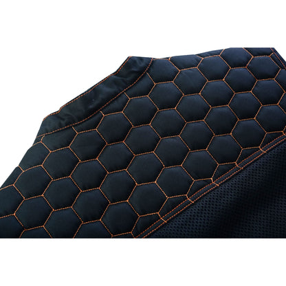 Night Tiger Men's Black Mesh Textile Vest with Orange Diamond Stitch