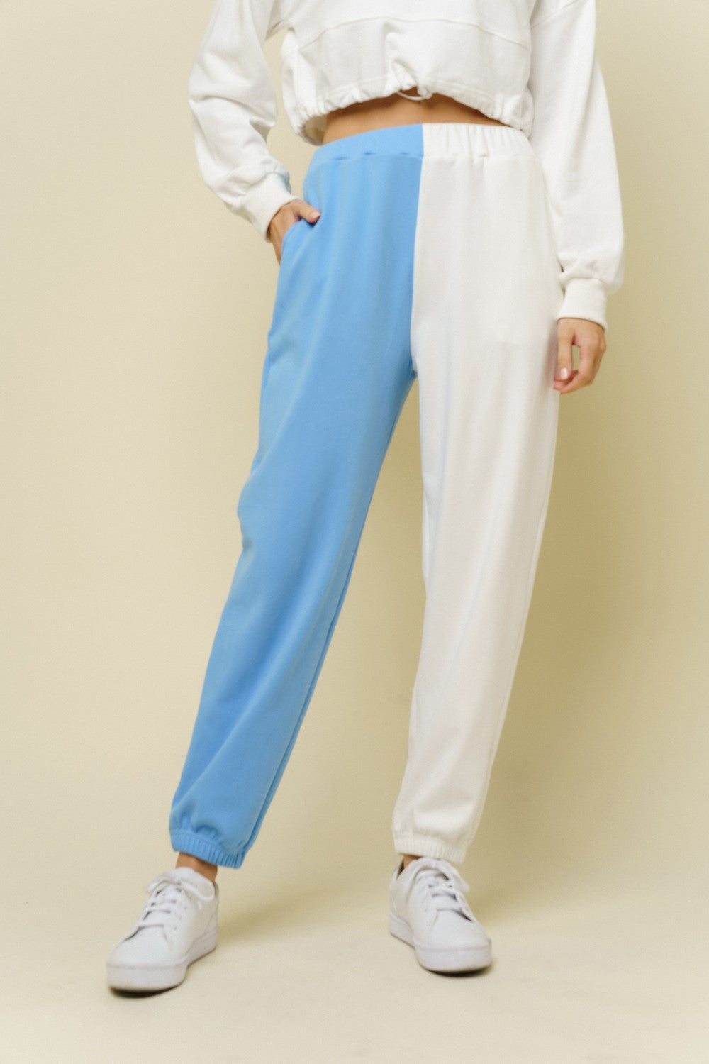 Blue & White Baby Girl Active Jogger