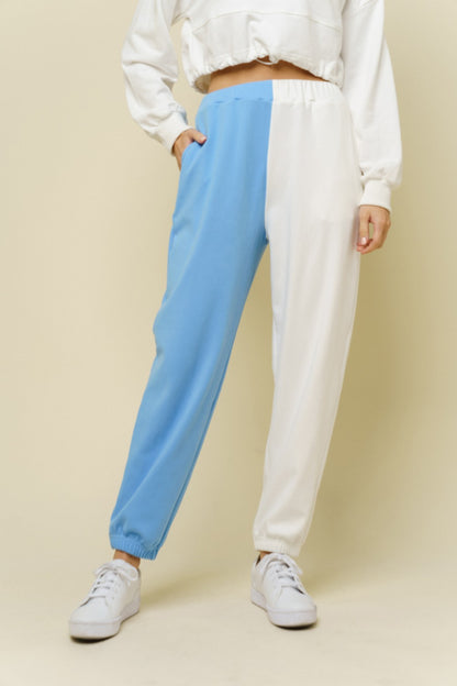Blue & White Baby Girl Active Jogger