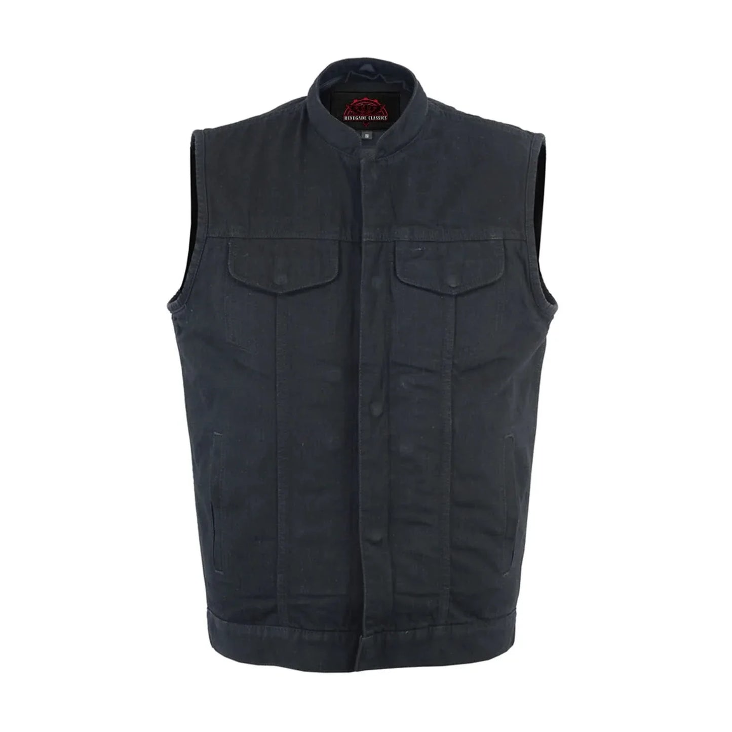 Men's Black Denim Single Back Panel Concealment Vest w/Rem