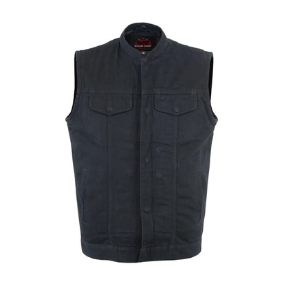 Men's Black Denim Single Back Panel Concealment Vest w/Rem