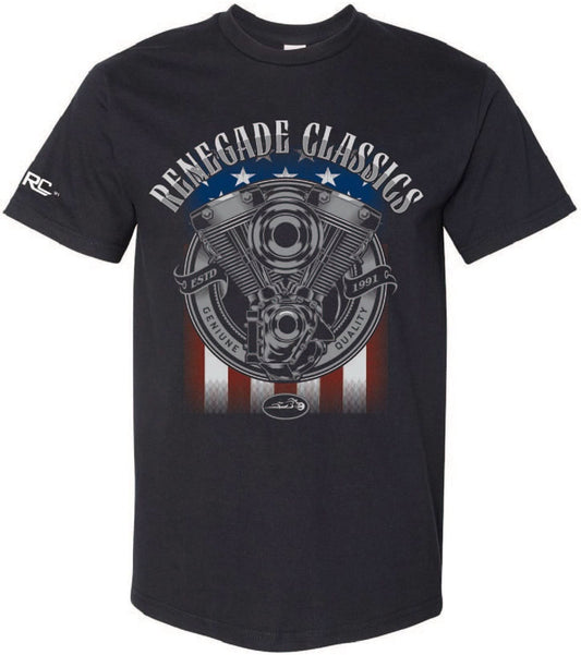RC Renegade Classics Flag Graphic Mens  Motorcycle T-Shirt
