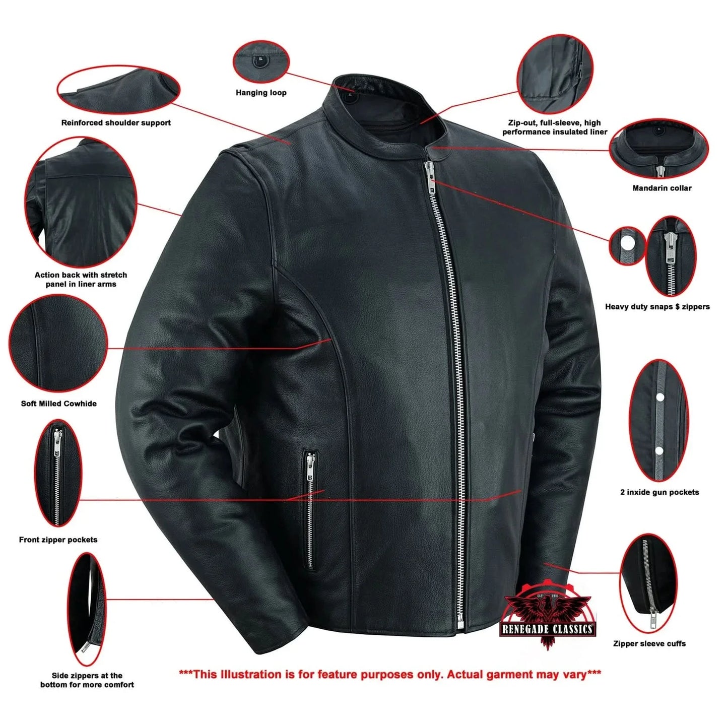 Men's Classic Black Scooter Leather Jacket