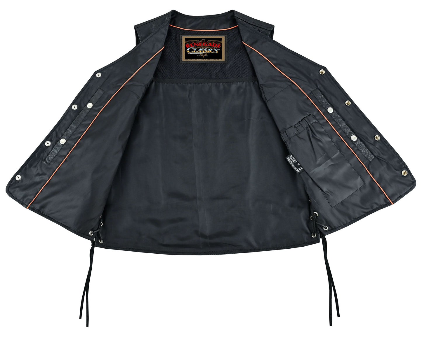 Charlie Men's Black Braided Leather Motorcycle Vest & Lace-Up Sides