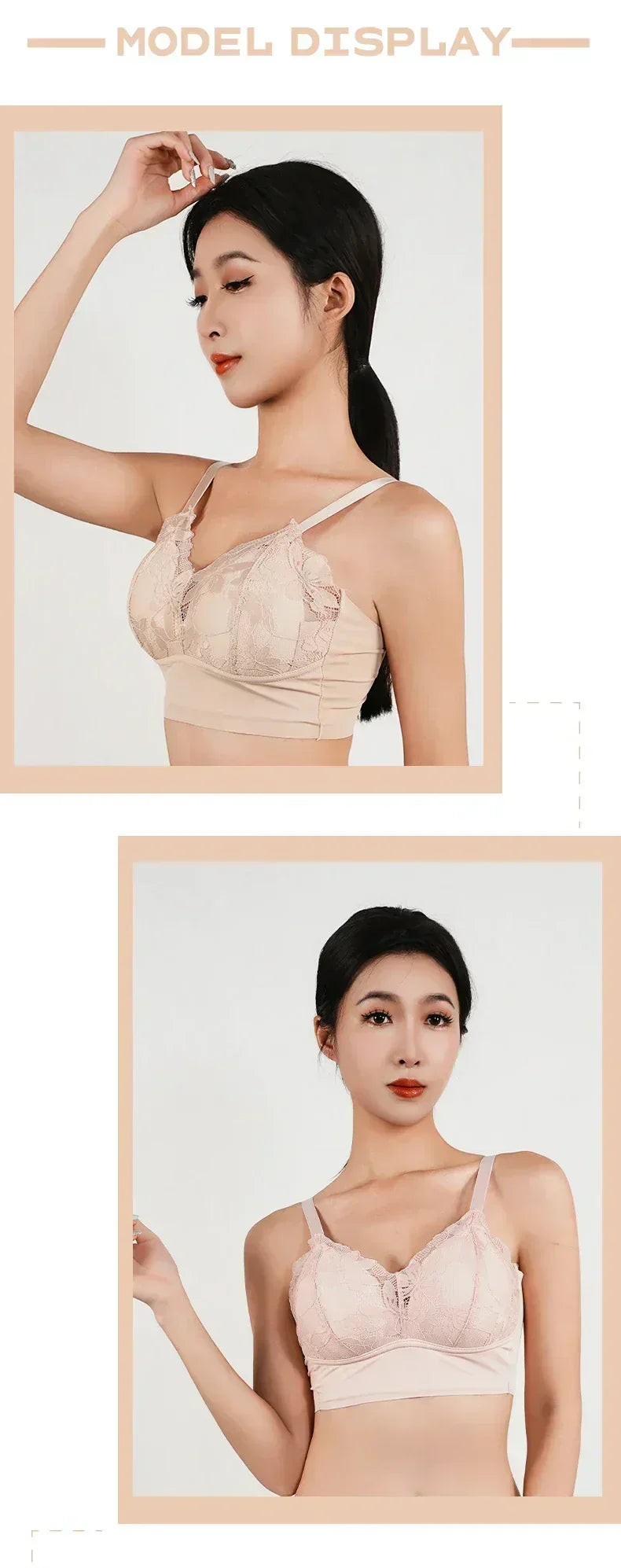 Plus Size Wireless Adjustable Lace Bra