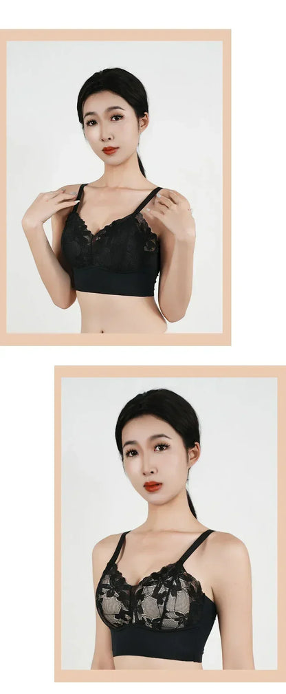 Plus Size Wireless Adjustable Lace Bra