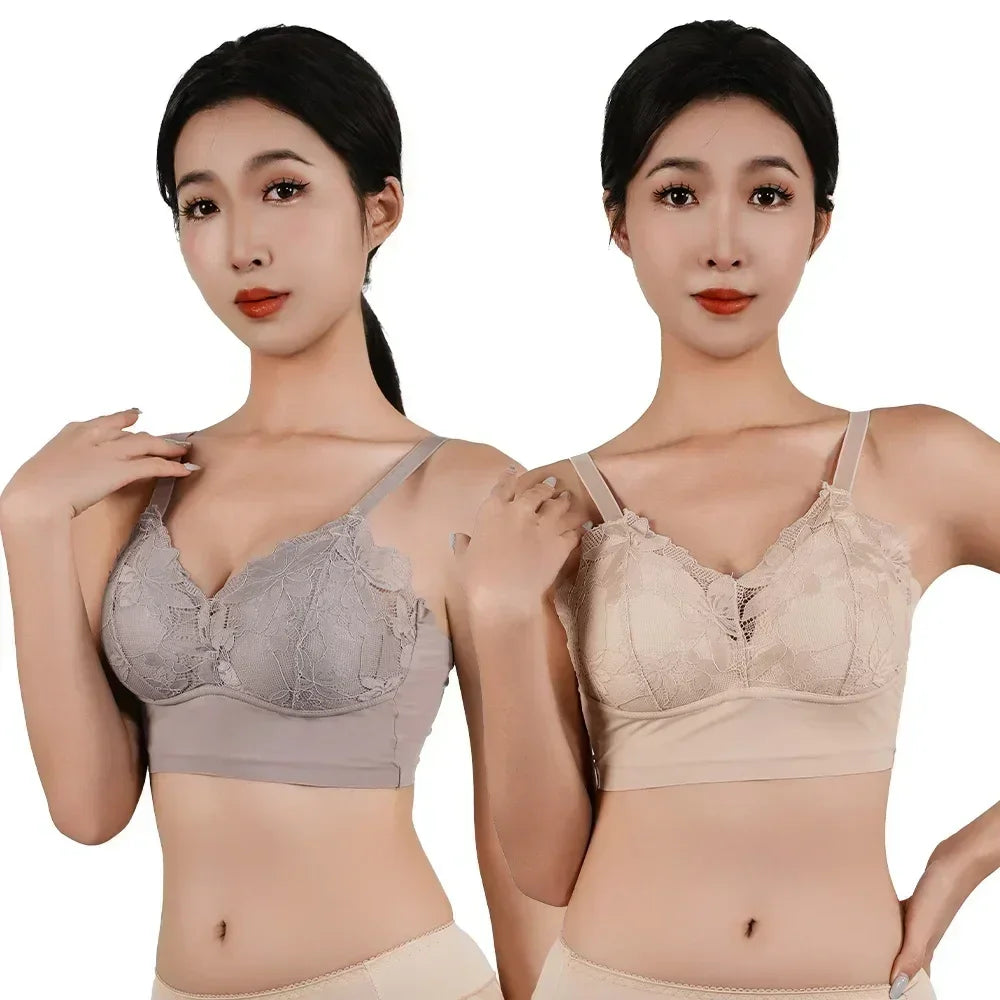 Plus Size Wireless Adjustable Lace Bra