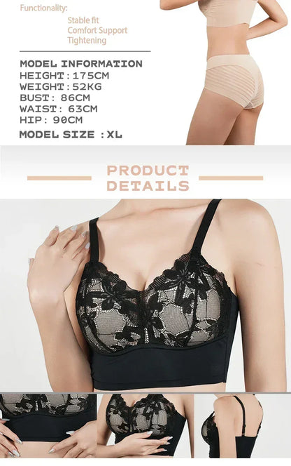 Plus Size Wireless Adjustable Lace Bra