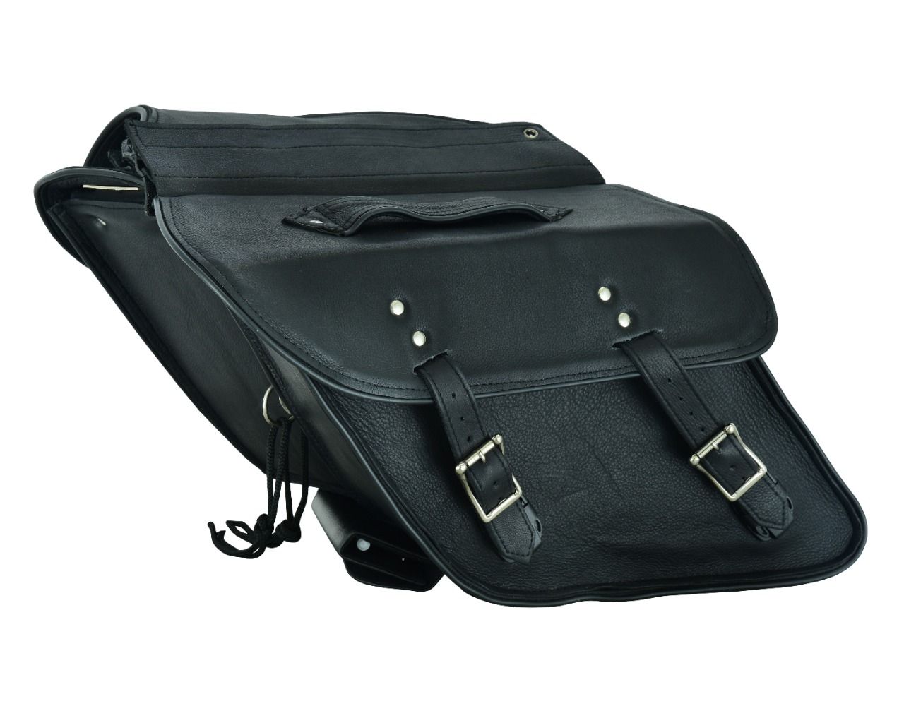 Motorcycle Leather No-Stud Dyna Saddlebag