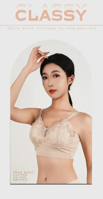 Plus Size Wireless Adjustable Lace Bra