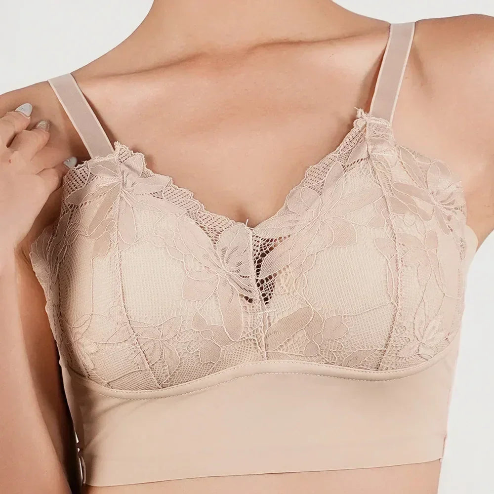 Plus Size Wireless Adjustable Lace Bra