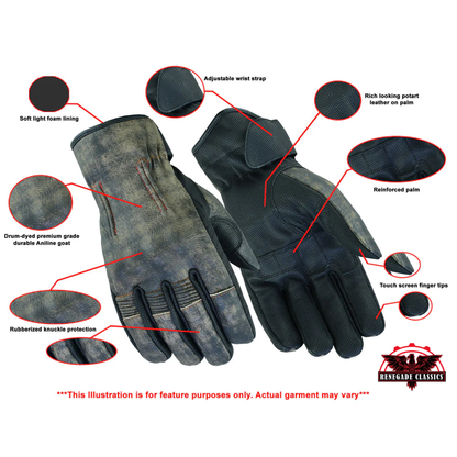 Men's Feature-Packed Washed-Out Brown Rakish Glove