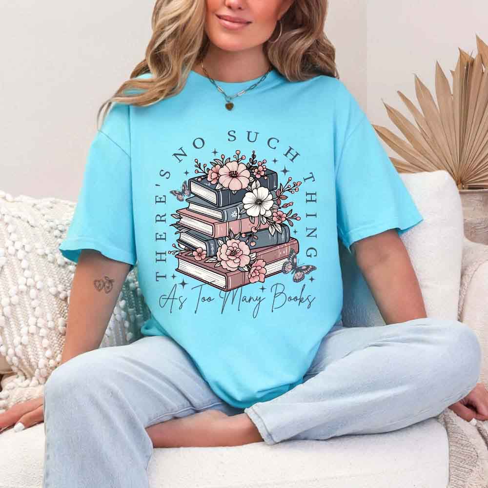Floral Book Lover Tee – Too Many Books Shirt