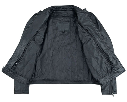 Wanton Men's Fashion Lambskin Leather Jacket –Black