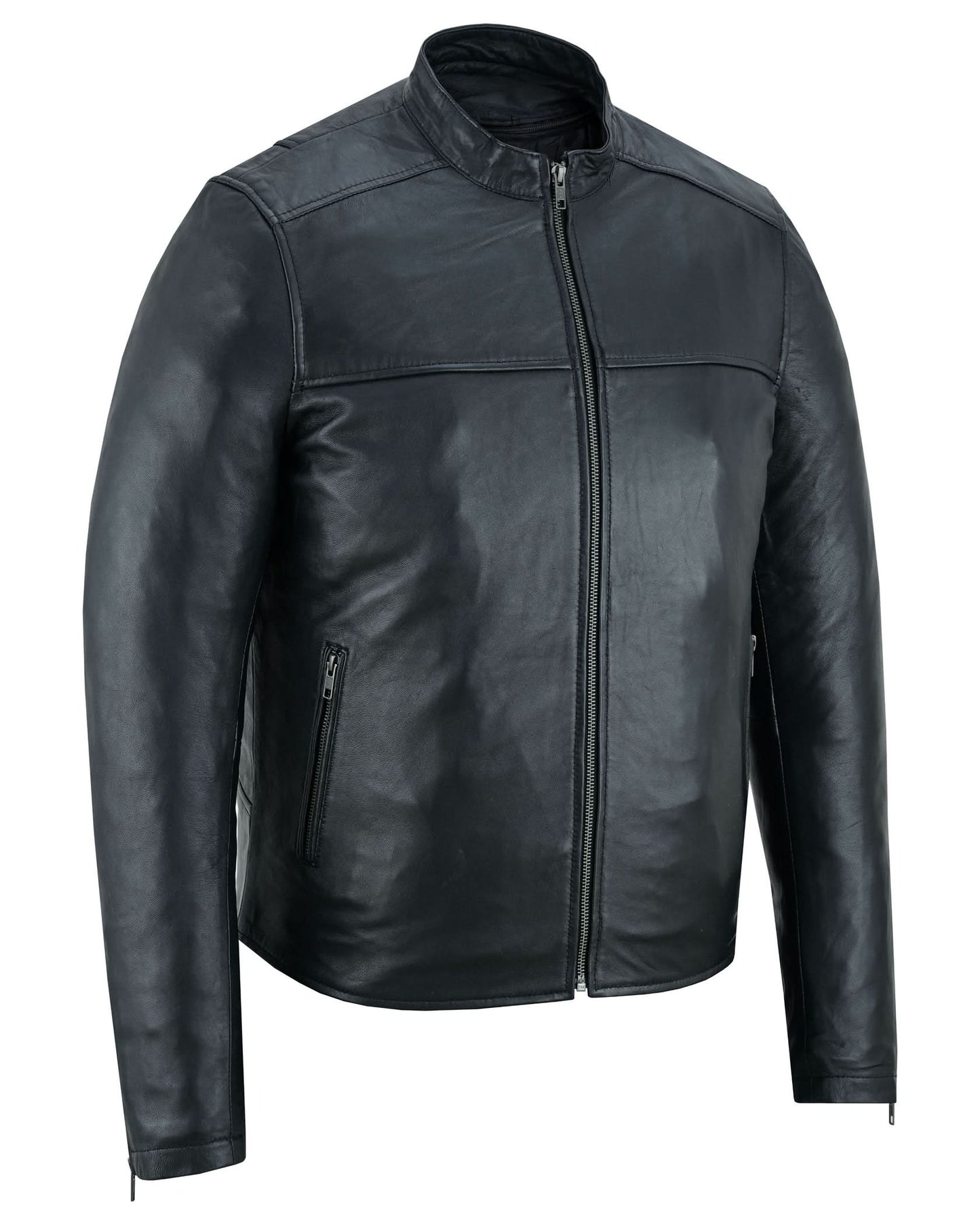 Wanton Men's Fashion Lambskin Leather Jacket –Black