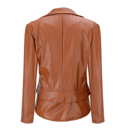 Motorcycle Leather Jacket with Zipper and Reversible Design