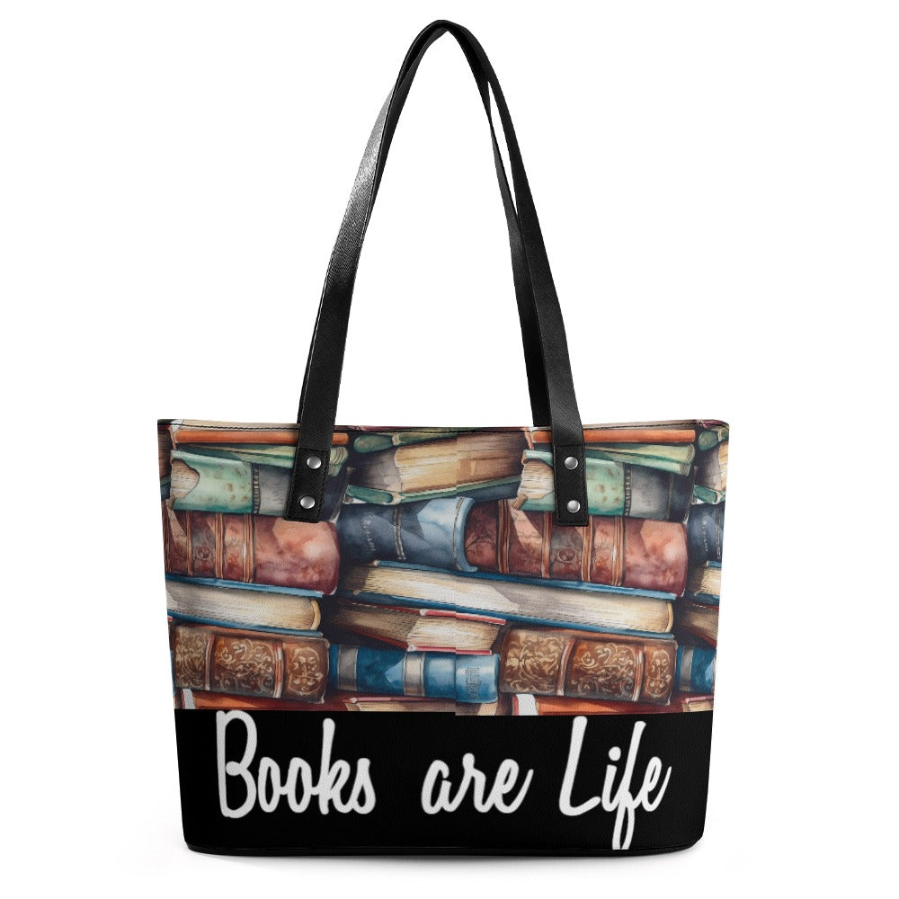 Books Are Life Leather Ladys Handbag