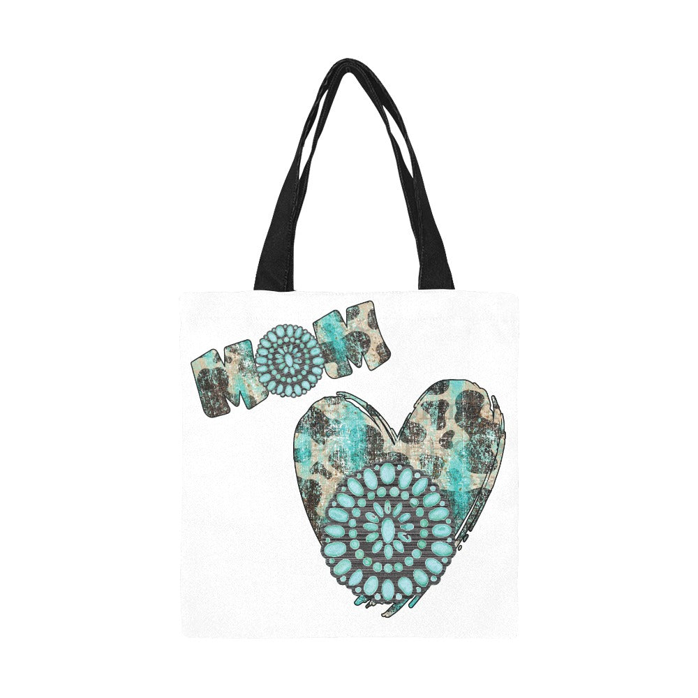 Western Mom Heart Canvas Tote Bag