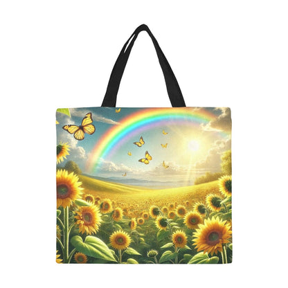 Sunflowers All Over Print Canvas Tote Bag - Large