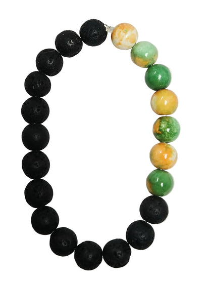 Dyed Quartzite and Lava Rock Bracelet