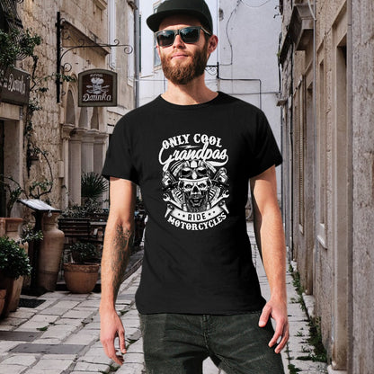 Only Cool Grandpas Ride Motorcycles Men's T-shirt 100% Cotton