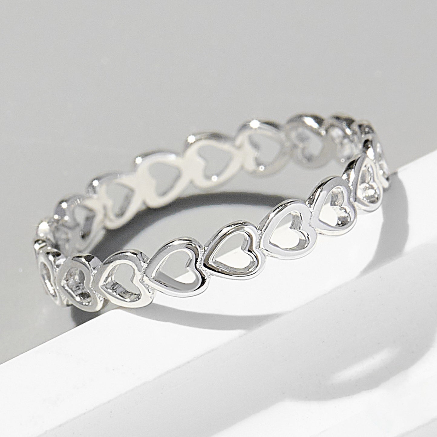 Heart Link 925 Sterling Silver Ring