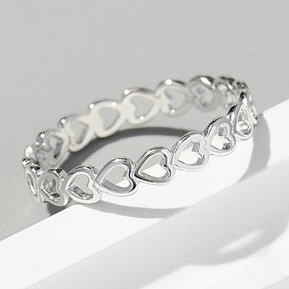 Heart Link 925 Sterling Silver Ring