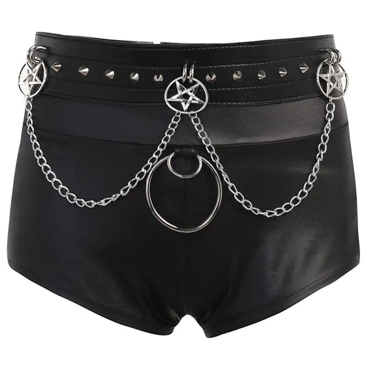 Goth Skinny PU Faux Leather Shorts