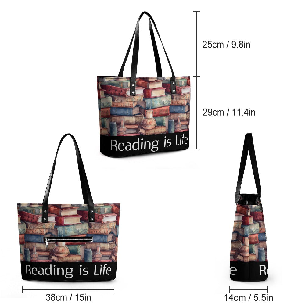 Reading is Life Leather Ladys Handbag
