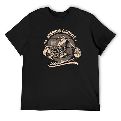 American Customs Vintage Motorcycle Men's T-shirt 100% Cotton