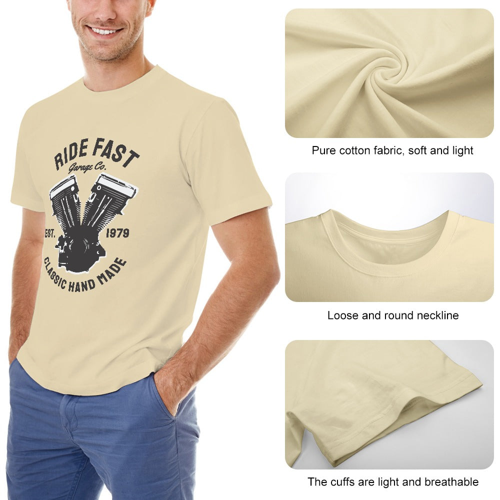 Ride Fast Classic Hand Made Men's T-shirt 100% Cotton
