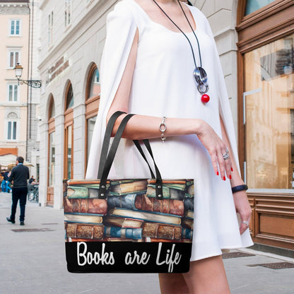 Books Are Life Leather Ladys Handbag