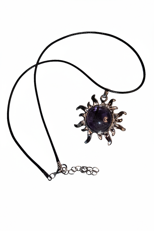 Amethyst Sun Pendant Necklace