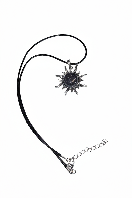 Blue Sandstone Sun Pendant Necklace